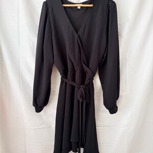 Cato Black Long Sleeve Wrap Dress